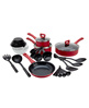 31-pc. red non-stick aluminum cookware set by Basic Essentials.