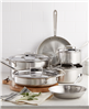 10-piece All-Clad D5 brushed stainless steel cookware set.