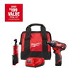 M12 12V Lithium-Ion Cordless 3/8 in. Ratchet and Screwdriver Combo Kit (2-Tool) with Battery, Charger, Tool Bag