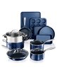 15-Piece Ultra-Durable Non-Stick Diamond Infused Cookware and Bakeware Set - Blue