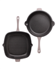 BergHOFF Neo 2pc cast iron cookware set (10" fry pan & 11" grill pan) - oyster.