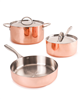 BergHOFF vintage tri-ply 5-piece polished copper cookware set is copper and silver.