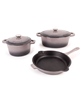 Neo 5pc Cast Iron Dutch Oven Set with 10" Fry Pan, 3qt. & 5qt. - Oyster