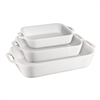 Staub 3-pc white stoneware ovenware set.