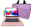10.1" Octa Core 256GB Storage Android 15 with Unique Oracle Keyboard Case and Tablet Briefcase - Pink