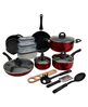 20-pc. red nonstick aluminum cookware set with discount information included.