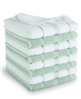 Kitchenaid Albany 8-pack dishcloth set (12" x 12") in pistachio green and white.