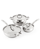 BergHOFF Belly Shape 6pc 18/10 Stainless Steel Cookware Set with Ss Lids