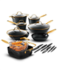 Armor Max Gold 20-piece hard anodized cookware set - black.