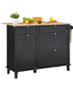 50" Kitchen Island Cart with Wood Top, Tilt-Out Trash Cabinet for 10-Gallon Storage, Drop Leaf, Drawer, Towel Bar