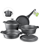 6-Piece Nesting Cookware Set with Silicone Handle Covers - Black