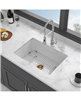 Flynama 27x19x10 inch dual mount white porcelain fireclay undermount sink, single bowl, deep rectangular.