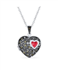 Genuine Red Garnet Antiqued Style Filigree Aromatherapy Perfume Diffuser Heart Shape Locket Necklace