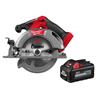 M18 Fuel 18V Li-ion brushless 6-1/2" cordless circular saw with one 6.0 Ah battery.