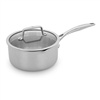 Henckels Legacy 3 qt stainless steel saucepan with lid.