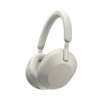 Sony WH-1000XM5 silver wireless noise-canceling headphones.