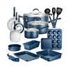 NutriChef 20-piece non-stick cookware set - blue, high-quality.