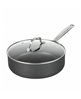Professional 4 qt. black ceramic nonstick deep sauté pan is 2x hard anodized.