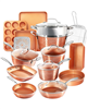 20-piece hammered copper nonstick cookware and bakeware set. 
