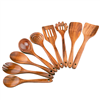 9-piece brown teak cooking utensils set, with a discount available.