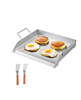 Ecooso 18x16" stainless steel griddle plate for gas grill with handles - white, now at a discount.
