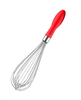 12-Inch Stainless Steel Whisk - Balloon Whisk Kitchen Tool With Soft Silicone Handle - Red