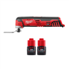 M12 12V cordless oscillating multi-tool & 2-pack M12 1.5Ah lithium-ion battery.