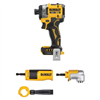 20V MAX XR cordless 1/4" impact driver (tool only) with modular right angle attachment.
