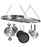 Sorbus Ceiling Mounted Pot Rack with Hooks - Chrome