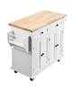 Kitchen Island Cart with Solid Wood Top