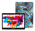 Linsay 10.1" octa-core Android 15 tablet, 128GB, blue with art and ocean case, available at a discount.