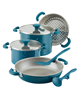 Get the Rachael Ray 8-pc. nonstick cookware set in teal shimmer with a discount.