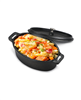 Black 0.63 qt mini casserole with lid.