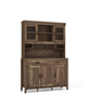 Gouun Kitchen Hutch Cabinet with Microwave Countertop and Tempered Glass Doors - Brown