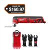 M12 12V cordless oscillating multi-tool with 5-piece blade kit.