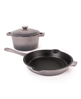 BergHOFF Neo 3pc cast iron cookware set (fry pan & round Dutch oven) - oyster, now with a discount.