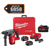 M18 FUEL 18V Lithium-Ion Brushless 1 in. Cordless SDS-Plus Rotary Hammer w/ Two 6.0 Ah Batteries & FORGE 8.0 Ah Battery