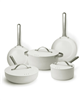 Alva Mobi 8pc ceramic nonstick cookware set in Cannoli cream.