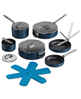 10-piece Joseph Joseph dark blue ceramic nonstick cookware set.