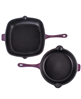 BergHOFF neo 2pc cast iron set: 10" fry pan & 11" grill pan in purple, 30% off.