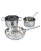 BergHOFF dina helix 5pc stainless steel cookware set with glass lids, now at a discount. 
