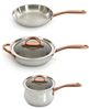 BergHOFF ouro 18/10 stainless steel 5-piece cookware set with glass lids - silver.