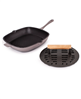 BergHOFF neo 2pc 11" cast iron grill pan with slotted steak press - oyster.