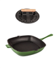 Neo 2pc Cast Iron 11" Grill Pan with Slotted Steak Press - Green