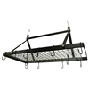 Range Kleen black enamel stainless steel rectangular ceiling pot rack.