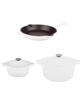 BergHOFF neo 5pc cast iron dutch oven set with 10" fry pan, 3qt., and 5qt. - white.
