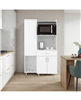 Fm Furniture Regrets Kitchen Storage Cabinet with Microwave Shelf, Drawer, and Open Compartments - White