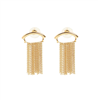 Sohi women's gold hanging chain bar drop earrings.