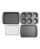 Good Cook 4-piece nonstick toaster oven set (sheet pan, rack, cake pan, muffin pan) - gray, available at a discount.