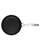 11" black Scanpan aluminum fry pan.